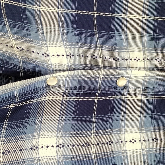 Jane And Delancey Blue Plaid Pearl Snap Size Large Long Sleeve Blouse - Picture 4 of 8